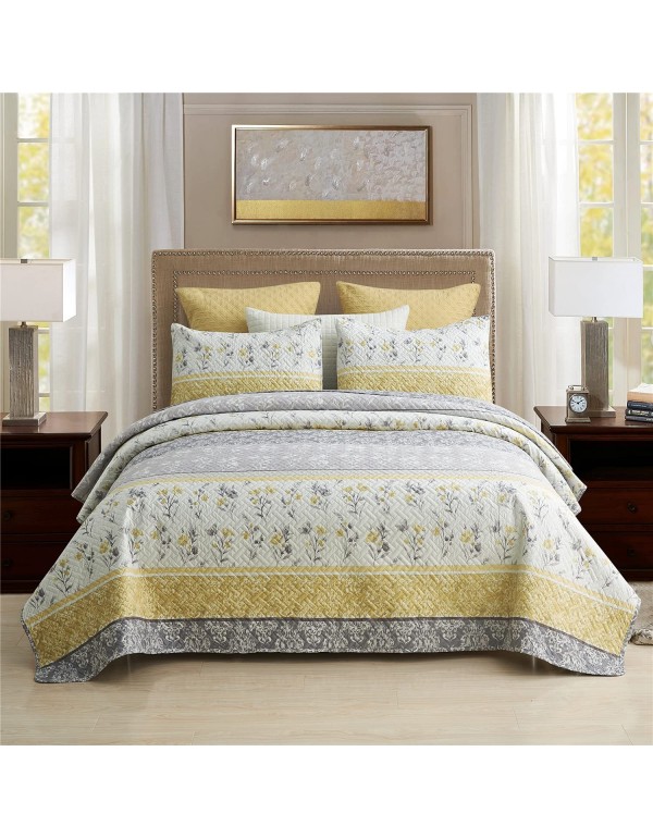 MERRY HOME 3-Piece King Size Quilt Set with 2 Pill...
