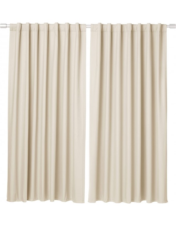 Blackout Window Curtains with Back Tab Hanging Loops - 52" x 63", Beige