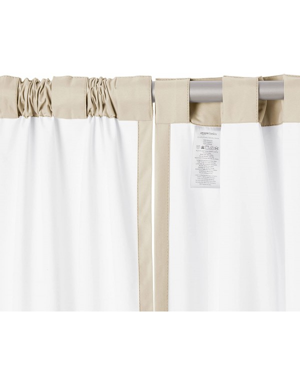 Blackout Window Curtains with Back Tab Hanging Loops - 52" x 63", Beige