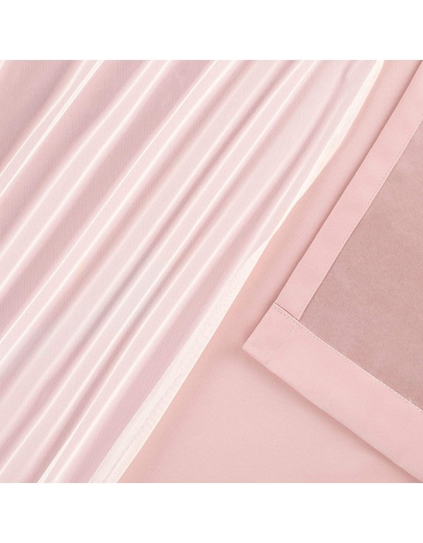 Exclusive Home Catarina Layered Solid Room Darkening Blackout and Sheer Grommet Top Curtain Panel Pair, 52"x84", Rose Blush