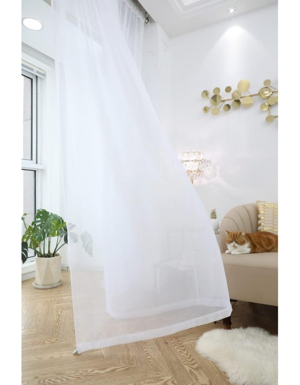 PHILEASY Window Sheer Curtains 84 Inches Long 2 Panels White Sheer Curtain Clear Transparent Basic Rod Pocket Panel 15 Colors 10 Size for Bedroom Living Room Yard Kitchen