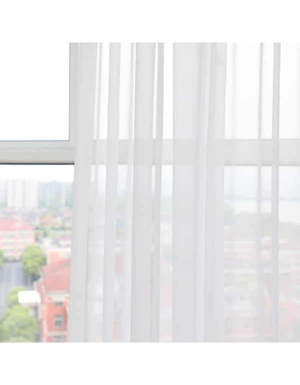 PHILEASY Window Sheer Curtains 84 Inches Long 2 Panels White Sheer Curtain Clear Transparent Basic Rod Pocket Panel 15 Colors 10 Size for Bedroom Living Room Yard Kitchen