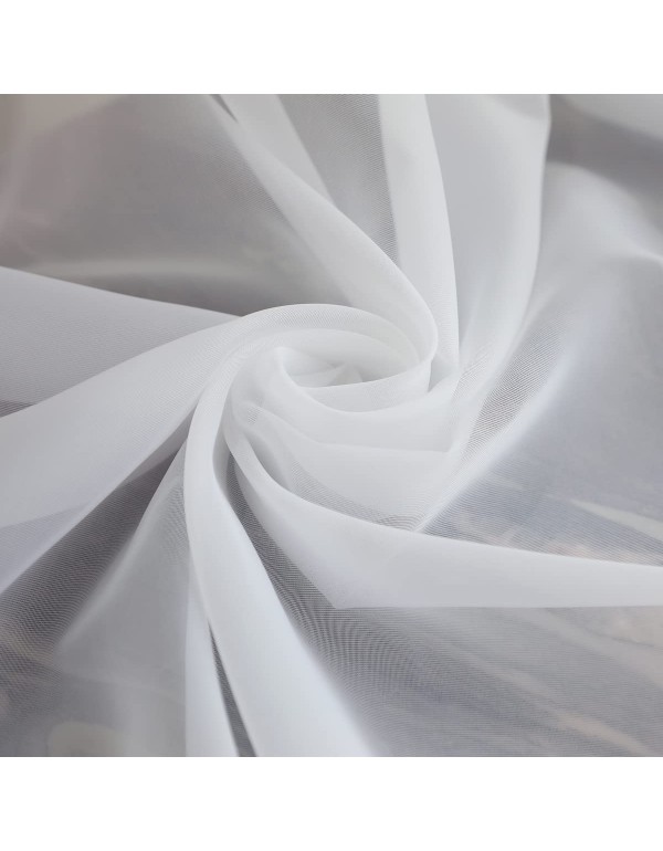 PHILEASY Window Sheer Curtains 84 Inches Long 2 Panels White Sheer Curtain Clear Transparent Basic Rod Pocket Panel 15 Colors 10 Size for Bedroom Living Room Yard Kitchen