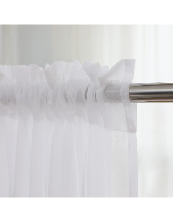 PHILEASY Window Sheer Curtains 84 Inches Long 2 Panels White Sheer Curtain Clear Transparent Basic Rod Pocket Panel 15 Colors 10 Size for Bedroom Living Room Yard Kitchen