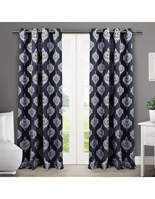 Exclusive Home Curtains Medallion Panel Pair, 52x84, Peacoat Blue, 2 Count