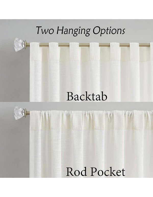 Central Park Ombre Window Curtain Panel Linen Gradient Print on Rayon Blend Fabric Backtab Rod Pocket Drapery Treatments for Living Room/Bedroom, Cream White to Indigo Blue, 50" x 84", Set of 2