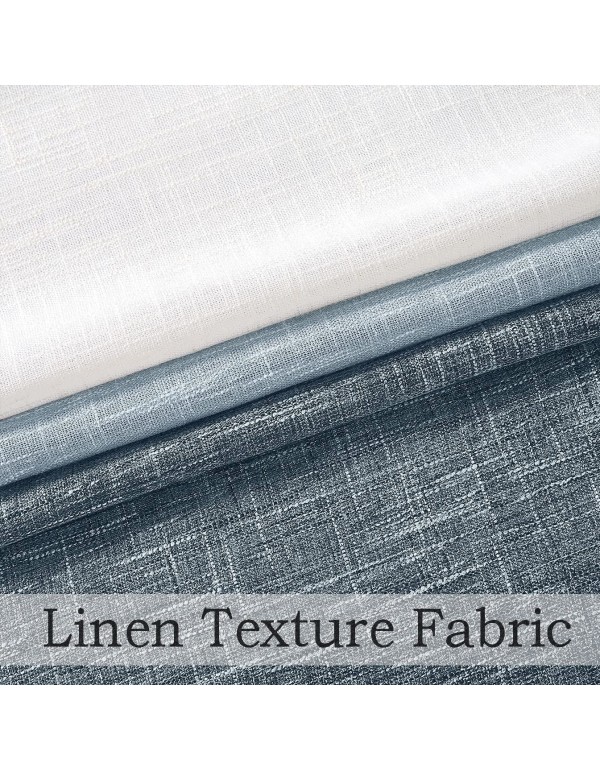 Central Park Ombre Window Curtain Panel Linen Gradient Print on Rayon Blend Fabric Backtab Rod Pocket Drapery Treatments for Living Room/Bedroom, Cream White to Indigo Blue, 50" x 84", Set of 2