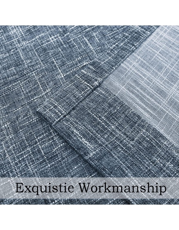 Central Park Ombre Window Curtain Panel Linen Gradient Print on Rayon Blend Fabric Backtab Rod Pocket Drapery Treatments for Living Room/Bedroom, Cream White to Indigo Blue, 50" x 84", Set of 2