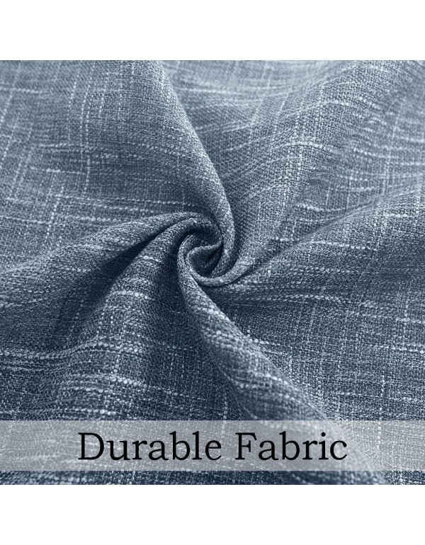 Central Park Ombre Window Curtain Panel Linen Gradient Print on Rayon Blend Fabric Backtab Rod Pocket Drapery Treatments for Living Room/Bedroom, Cream White to Indigo Blue, 50" x 84", Set of 2