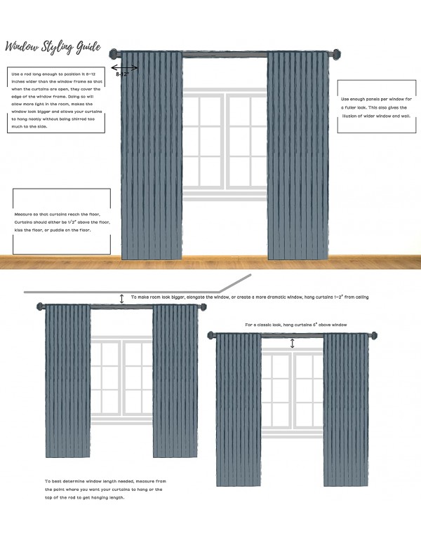 Central Park Ombre Window Curtain Panel Linen Gradient Print on Rayon Blend Fabric Backtab Rod Pocket Drapery Treatments for Living Room/Bedroom, Cream White to Indigo Blue, 50" x 84", Set of 2