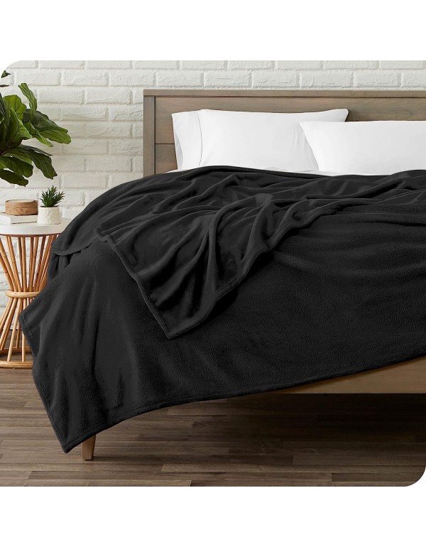 Bare Home Fleece Blanket - Twin/Twin Extra Long Blanket - Black - Lightweight Blanket for Bed, Sofa, Couch, Camping, and Travel - Microplush - Ultra Soft Warm Blanket (Twin/Twin XL, Black)