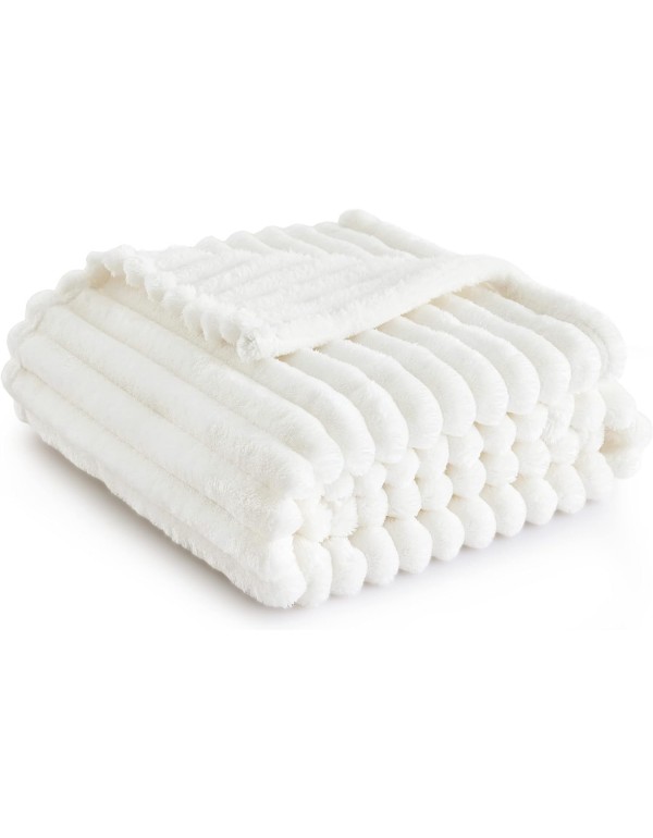 Bedsure White Fleece Throw Blanket for Couch - Super Soft Cozy Blankets for Women, Cute Small Blanket for Girls, 50x60 Inches