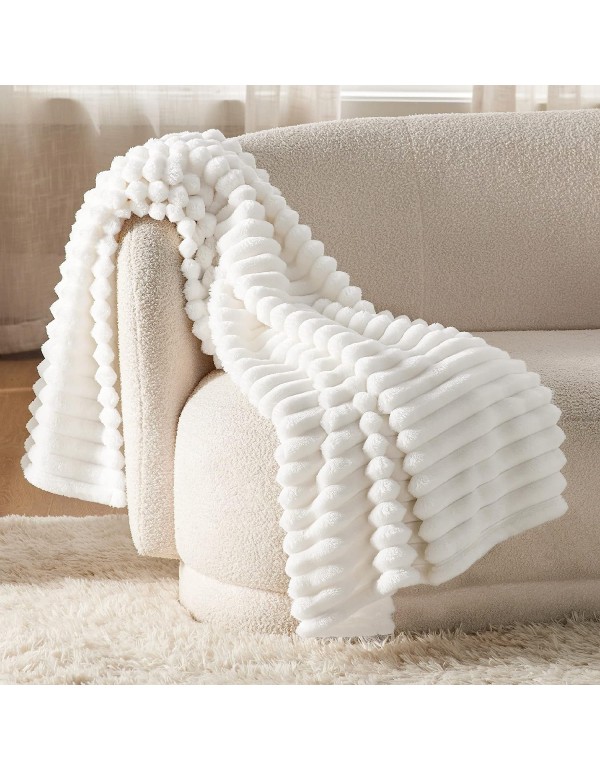 Bedsure White Fleece Throw Blanket for Couch - Super Soft Cozy Blankets for Women, Cute Small Blanket for Girls, 50x60 Inches
