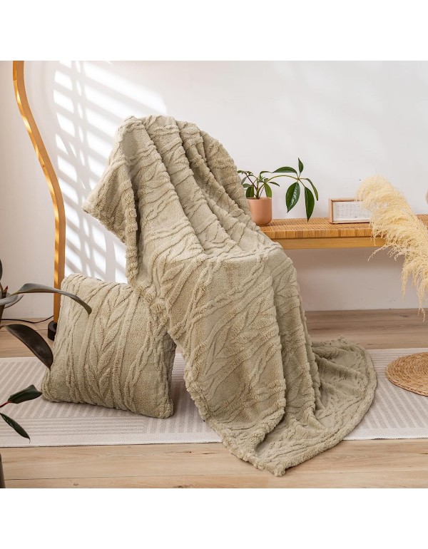 YUSOKI Sherpa Fleece Throw Blanket(Without Pillows)-3D Stylish Design Super Soft Fuzzy Cozy Warm Blanket Thick Plush Fluffy Furry Blankets for Women Couch Bed Sofa Chair Men Boys Gift(Tan,50"x65")