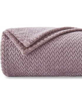 NEWCOSPLAY Super Soft Throw Blanket Light Purple Premium Silky Flannel Fleece Leaves Pattern Lightweight Bed Blanket All Season Use (Light Purple, Throw(50"x60"))