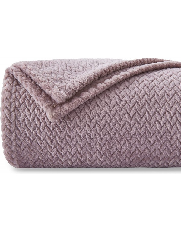 NEWCOSPLAY Super Soft Throw Blanket Light Purple Premium Silky Flannel Fleece Leaves Pattern Lightweight Bed Blanket All Season Use (Light Purple, Throw(50"x60"))
