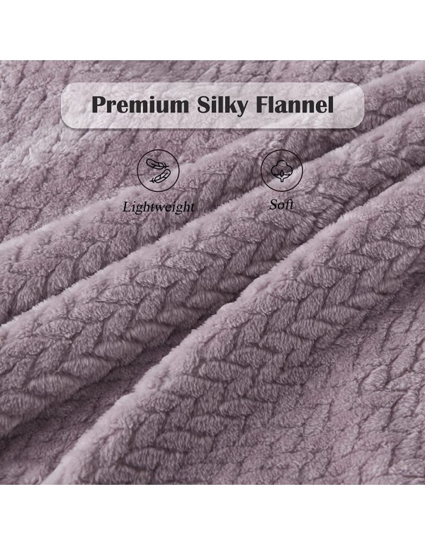 NEWCOSPLAY Super Soft Throw Blanket Light Purple Premium Silky Flannel Fleece Leaves Pattern Lightweight Bed Blanket All Season Use (Light Purple, Throw(50"x60"))